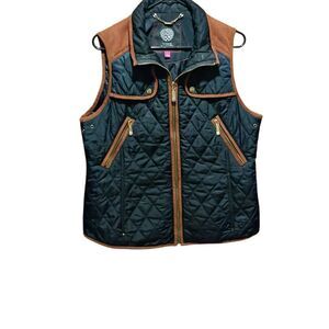 Vince Camuto Black Suede Quilted Riding Vest Women's Large